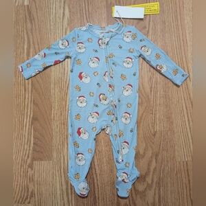 Angel Dear Blue Santa and Gingerbread Footie 3-6 Months